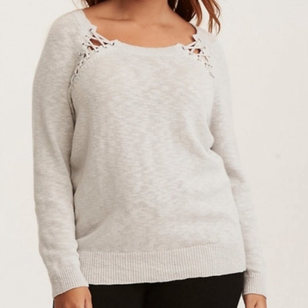 Torrid Lace Up Shoulder Sweater